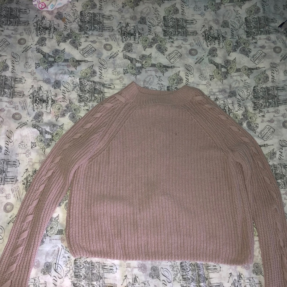 Divided Long Sleeved Tan Sweater.